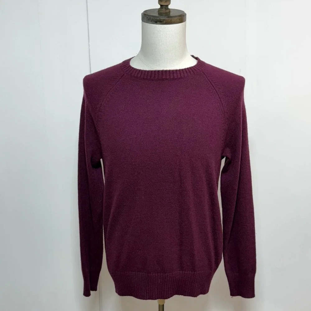 NEW J.Crew Sweater Men Medium Purple Soft Lambswool Blend Pullover Long Sleeve